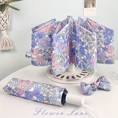 Oil Painting Lilac Automatic Folding Umbrella Rain Or Shine Dual use Umbrella