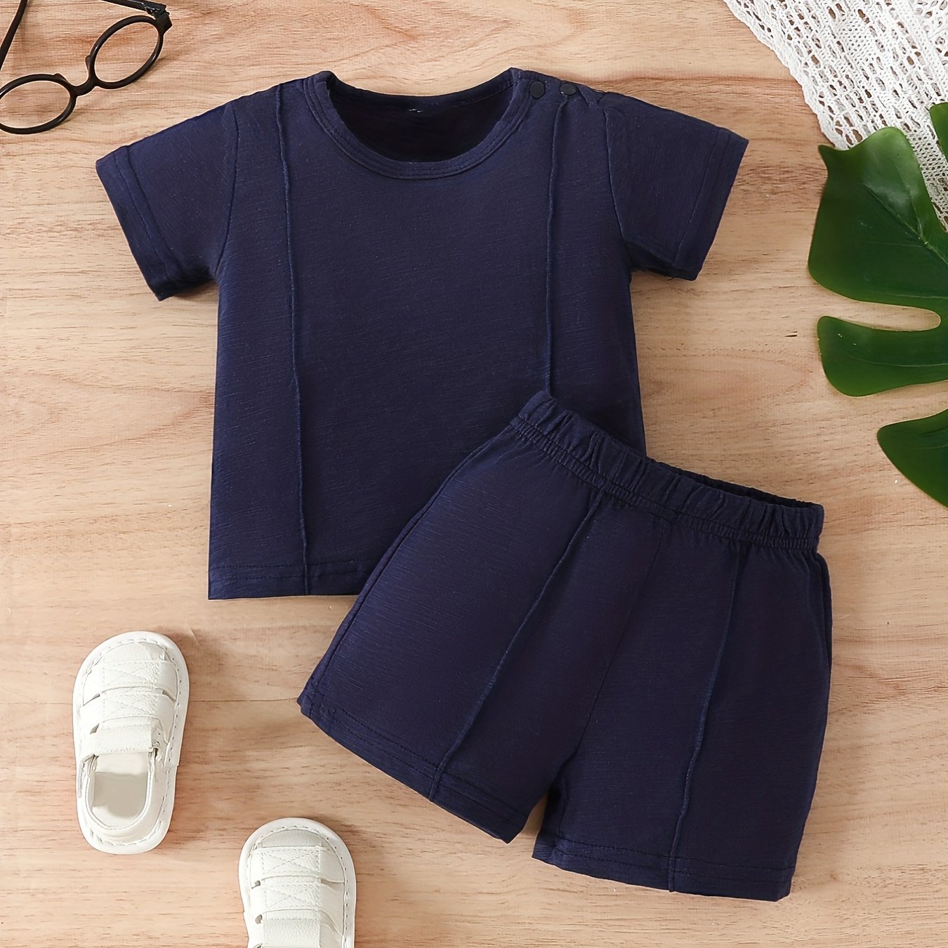 Boy's Cotton Casual Suit Crew Neck Tee Top & Shorts Toddler Baby Outfit Clothes