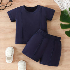 Boy's Cotton Casual Suit Crew Neck Tee Top & Shorts Toddler Baby Outfit Clothes
