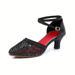 Women's Sequin Dance Shoes Closed Toe Kitten Heeled Sandals