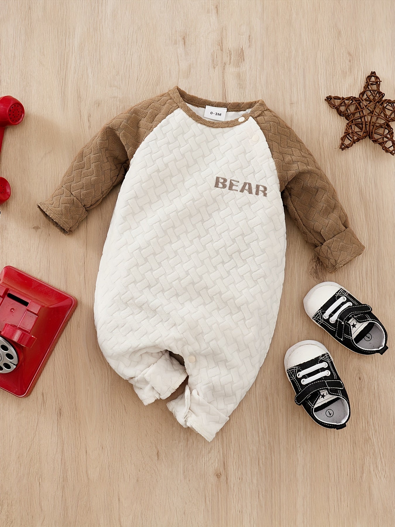Chunky Baby Long Sleeve Bodysuit Square Brick Textu...