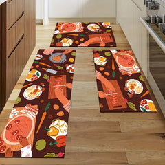 Cartoon Kitchen Mat Food Pattern Rug