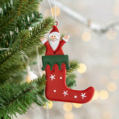 Christmas Stocking Decoration Pendant Santa Snowman Elk Wrought Iron
