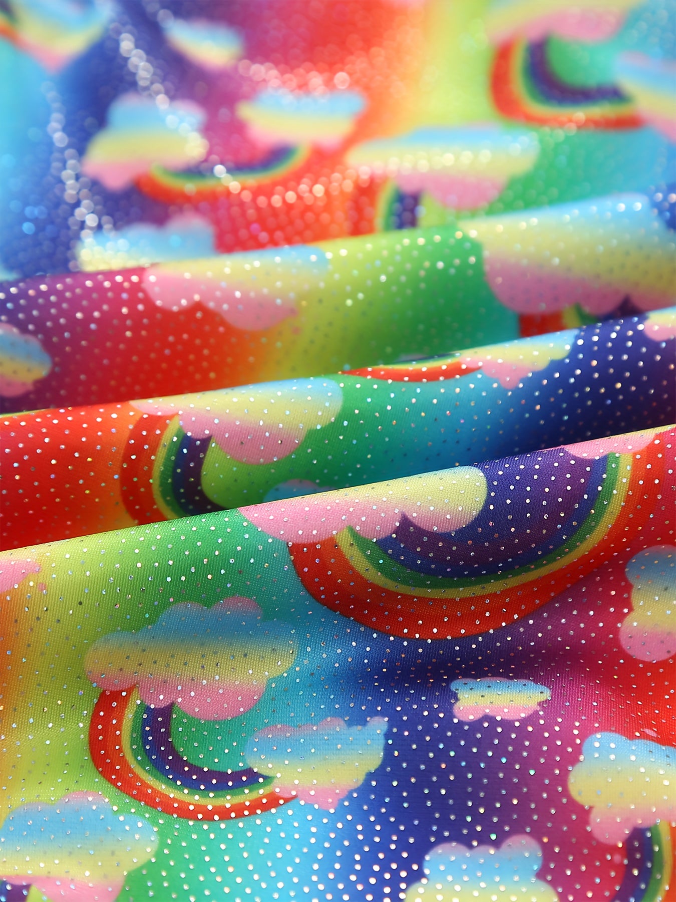 Rainbow Pattern Gymnastics Outfits Girls Stretchy Dance Suit