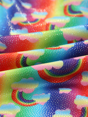 Rainbow Pattern Gymnastics Outfits Girls Stretchy Dance Suit