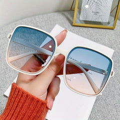 Oversized Ombre Lens Sunglasses Men Women Block Square Frame Glasses UV400