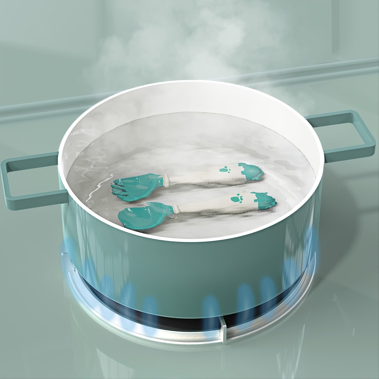 Baby Learn To Eat Training Spoon Twist Elbow Fork Spoon Set