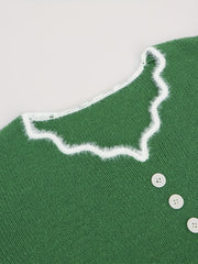 Colorblock Button Decor Knit Dress