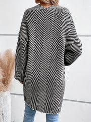 Women's Herringbone Print Open Front Cardigan