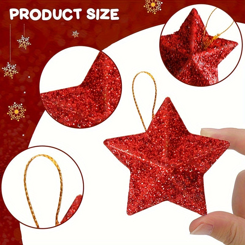18pcs 3D Stars Xmas Tree Hanging Ornaments Merry Christmas Decorations