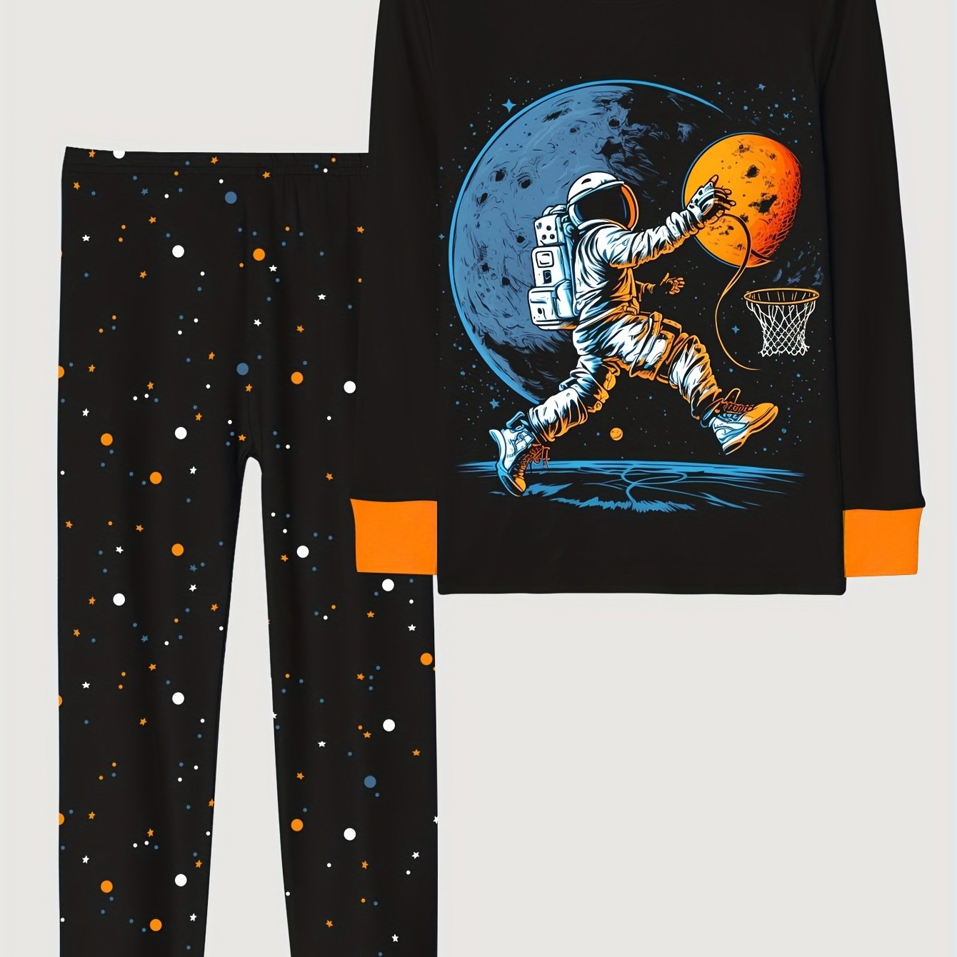 Boy's Cartoon 2pcs Pajama Set Long Sleeve Top & Pants Loungewear