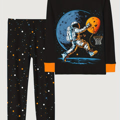 Boy's Cartoon 2pcs Pajama Set Long Sleeve Top & Pants Loungewear