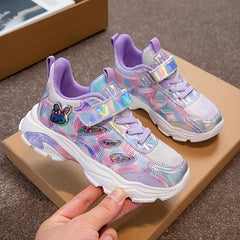 Girl's Hook And Loop Fastener Running Shoes