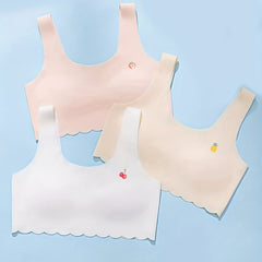 3pcs Fruit Print Girls' Underwear Cup Vest for 9-13 Years
