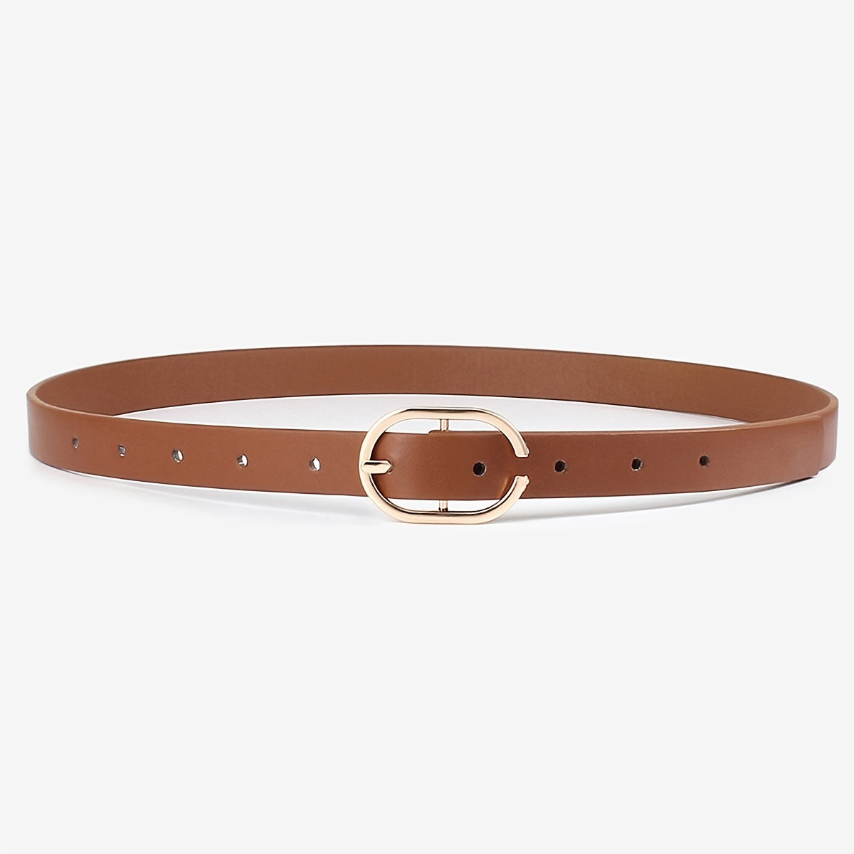 3pcs Oval Buckle Belt Classic PU Leather Solid Belt Retro Pants Decoration