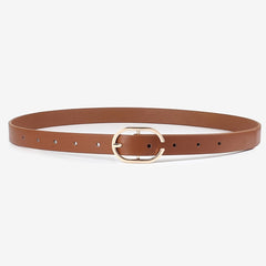3pcs Oval Buckle Belt Classic PU Leather Solid Belt Retro Pants Decoration