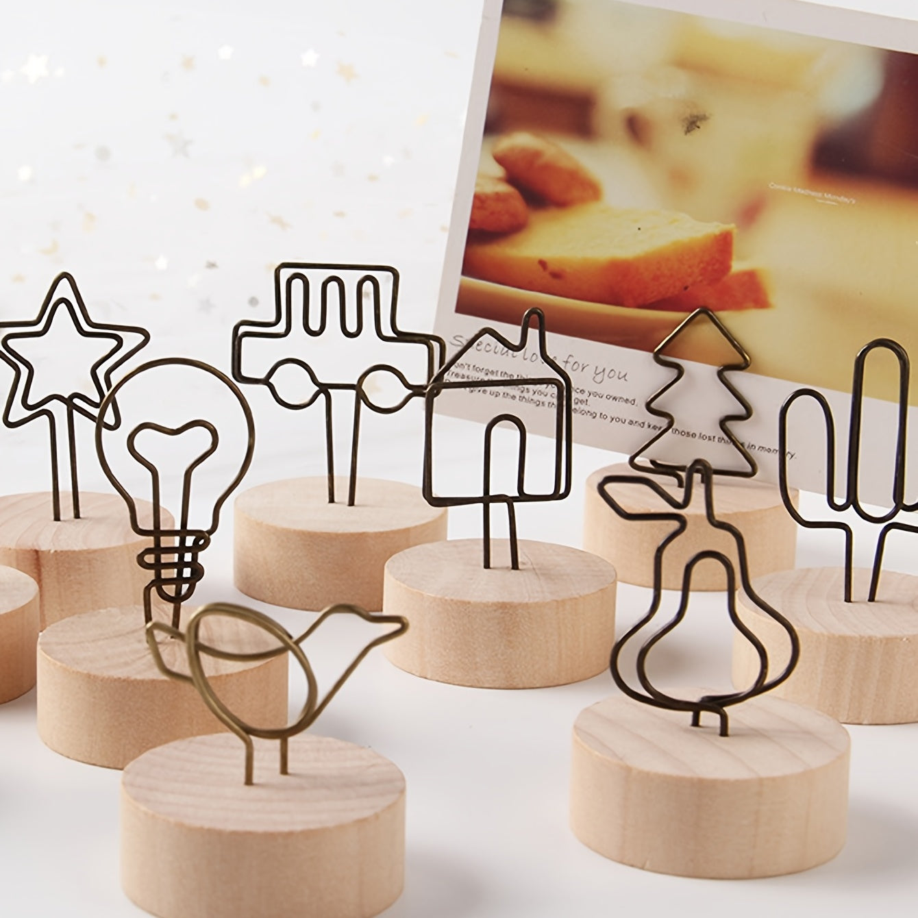 2pcs Retro Log Sticky Note Clip Photo Folder