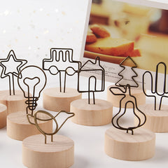 2pcs Retro Log Sticky Note Clip Photo Folder