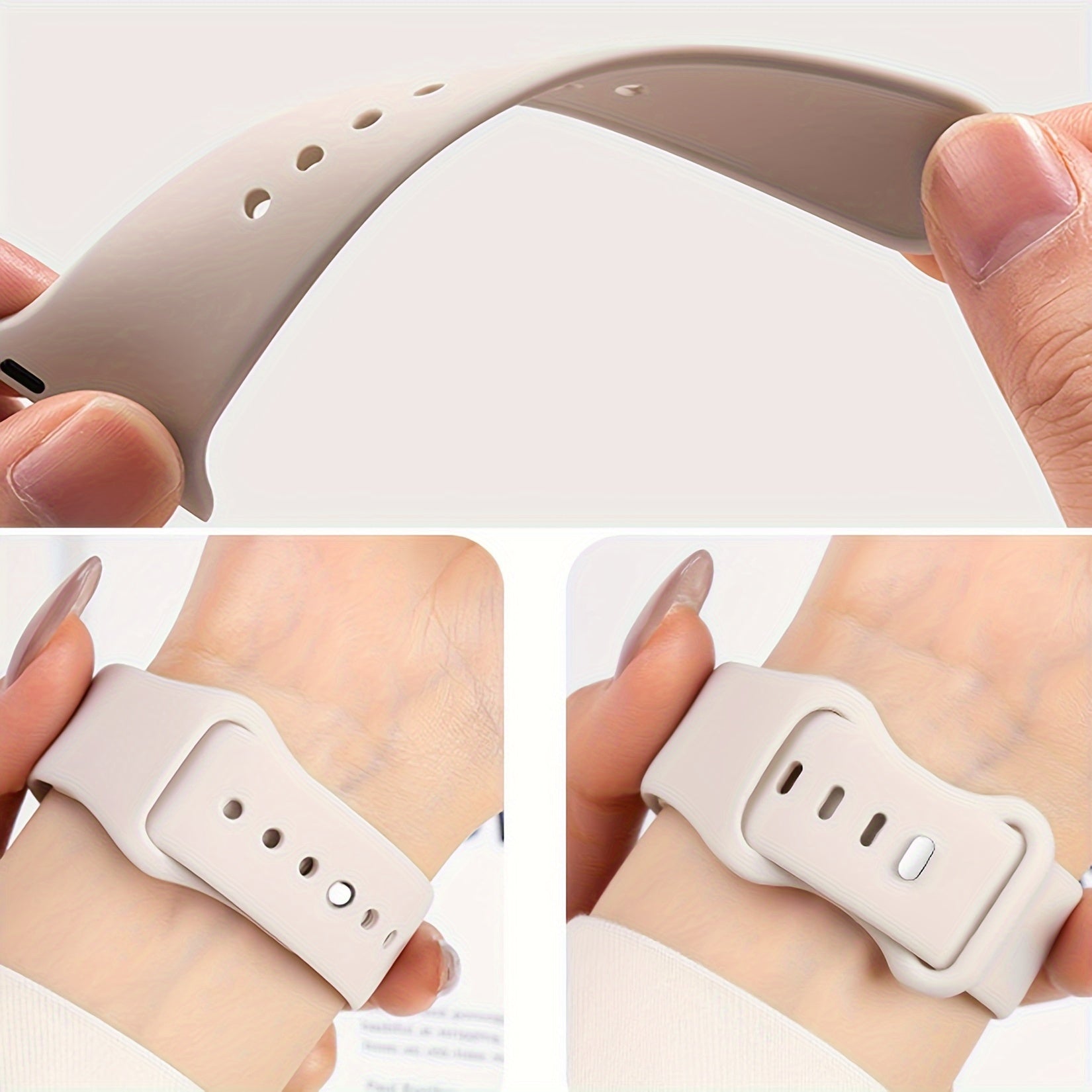 Christmas iWatch 10 1 Series Soft Strap Waterproof Breathable Light Beige