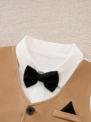 Baby Boys Gentleman Bow Tie Shirt & Shorts Set for Summer Party