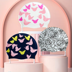 Women's Silicone Swimming Cap Double sided Print Ear Protection