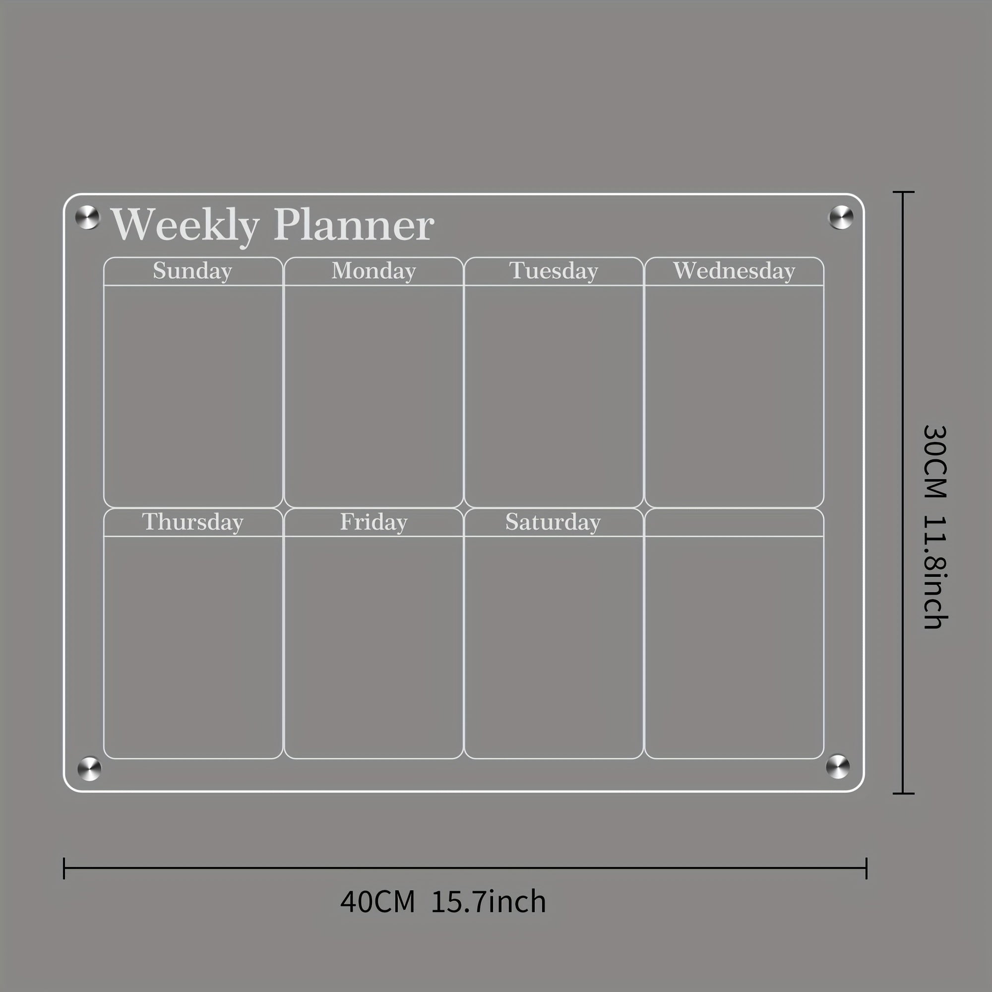 Clear Acrylic Magnetic Weekly Calendar For Fridge - Reusable Whiteboard Planner