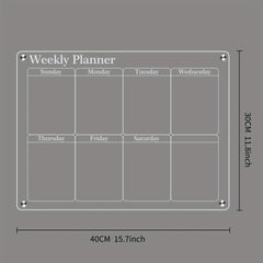 Clear Acrylic Magnetic Weekly Calendar For Fridge - Reusable Whiteboard Planner