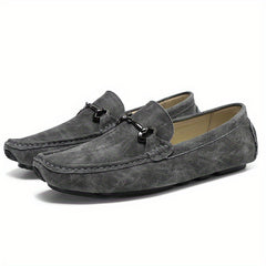 Metal Buckle Flat Loafers Soft Sole Slip On Shoes