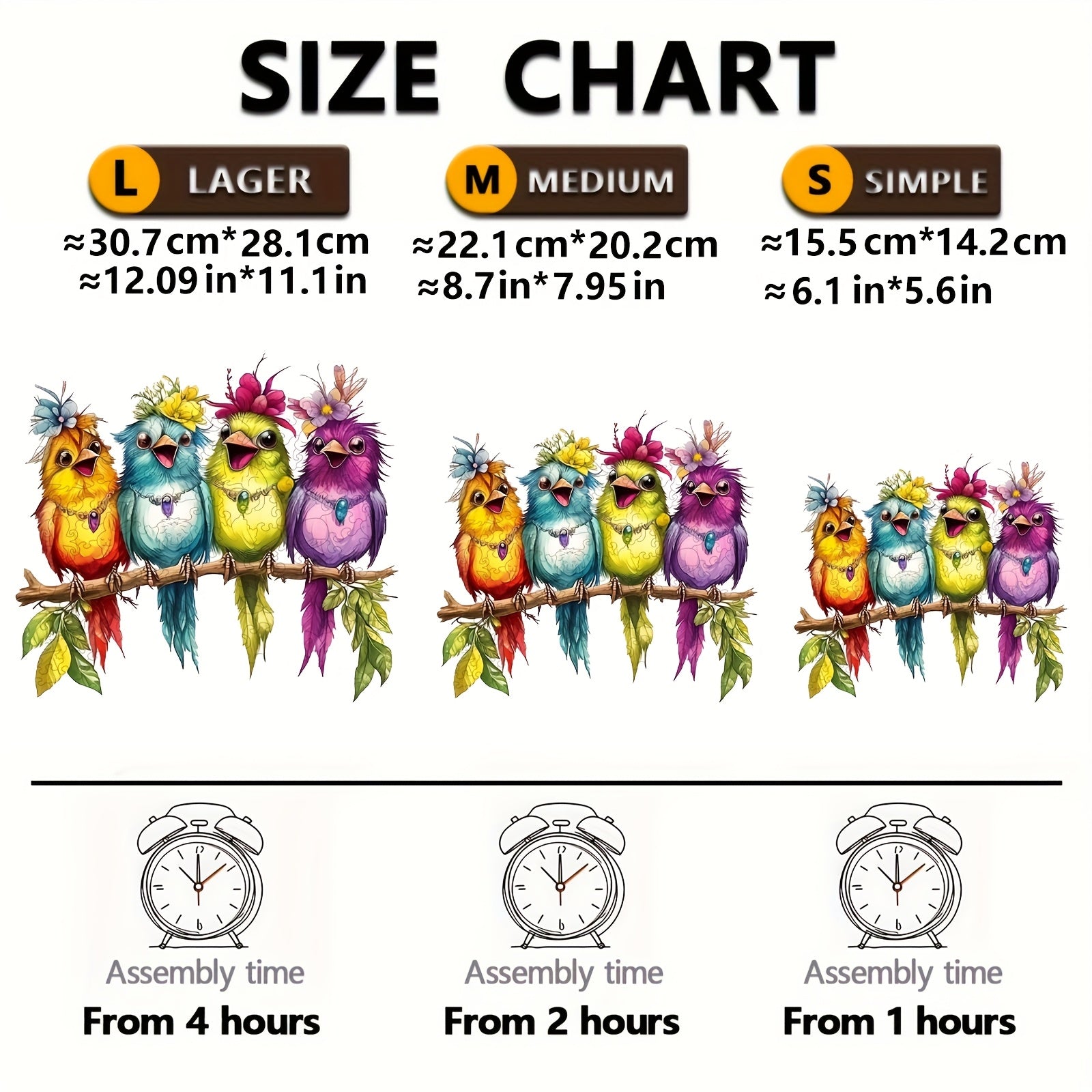 Colorful Bird Singing Wooden Jigsaw Puzzle - Brain Development Toy