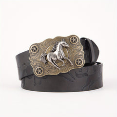 Flying Horse Print Western Large Board Buckle Belt
