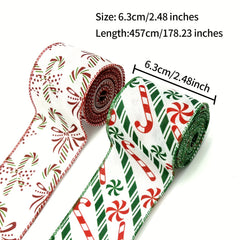 Christmas Candy Peppermint Wired Edge Ribbon Burlap Ribbon DIY Craft