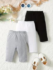 3pcs Toddler Girls Stretch Leggings Elastic Waist Cotton Shorts