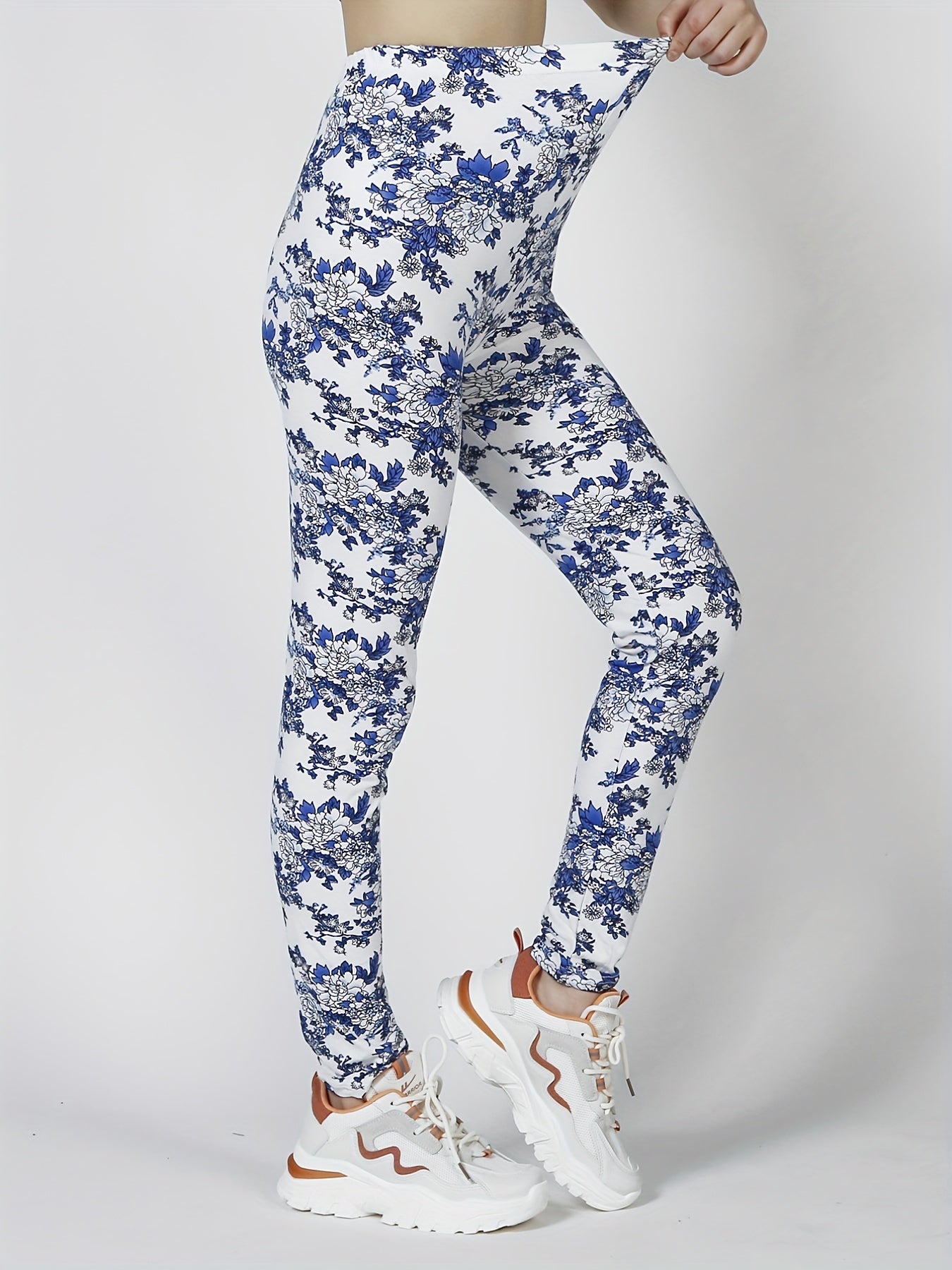 Floral Print Skinny Stretchy Leggings High Waist Yoga Leggings