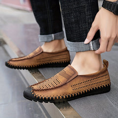 Men's No Tie Lace Mesh Slip On Shoes Outdoor Walking Casual Shoes