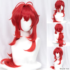 Curly Cosplay Wig Anime Halloween Red Hair Heat Resistant Synthetic