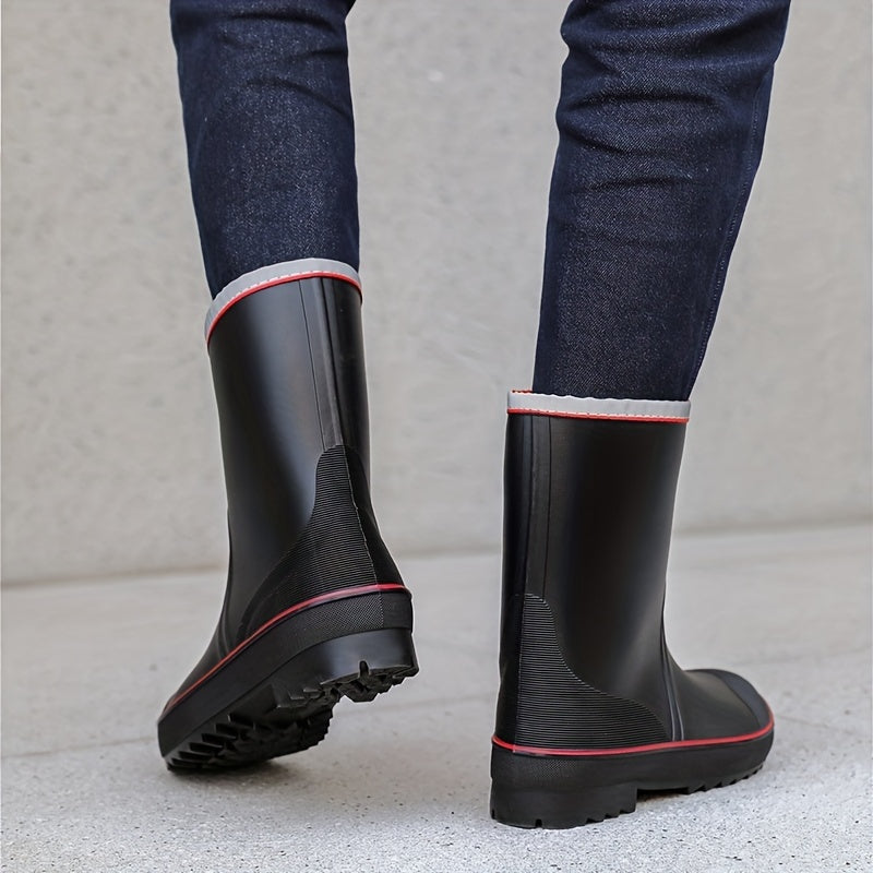Men Mid Top Rain Boots Wear resistant Waterproof Non slip Rain Shoes