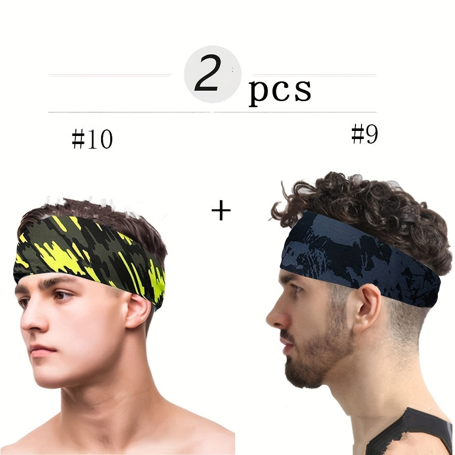 Men's Sports Headbands Sweat Wicking, Breathable Running Fitness Yoga 2pcs