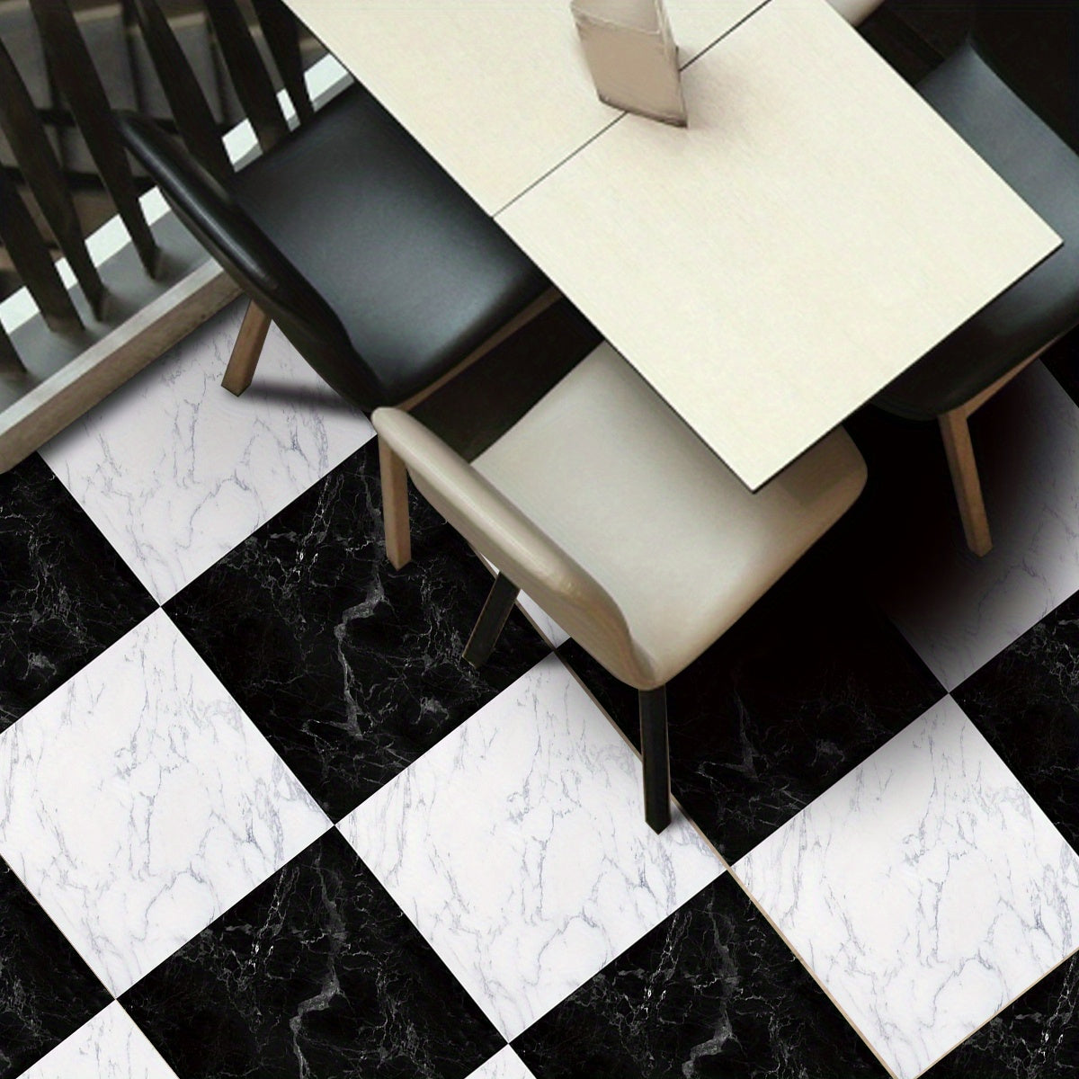 Set Of 4 Marble Floor Tile Sticker Self-adhesive Waterproof Wall Sticker Vinyl