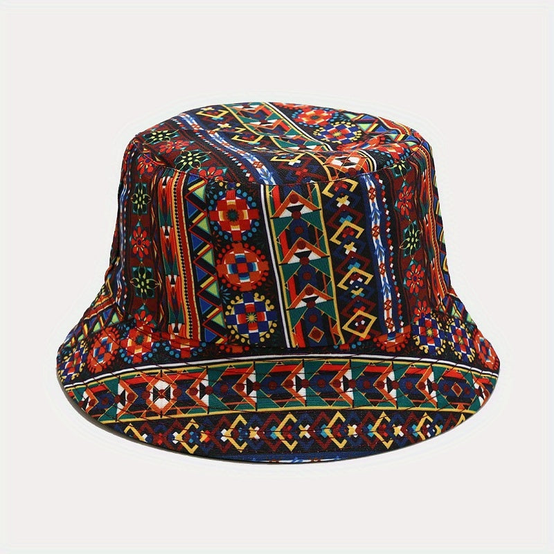 Boho Print Reversible Bucket Hat Lightweight Basin Hat Sunscreen Fisherman Cap