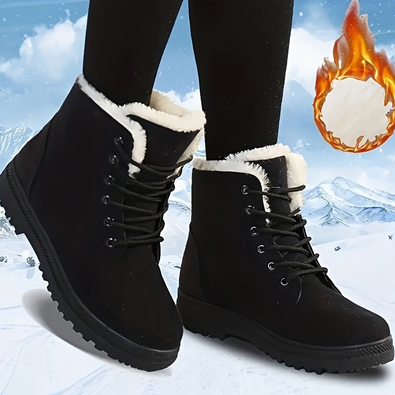 Women's Plush Ankle Boots Winter Mid Calf Boots