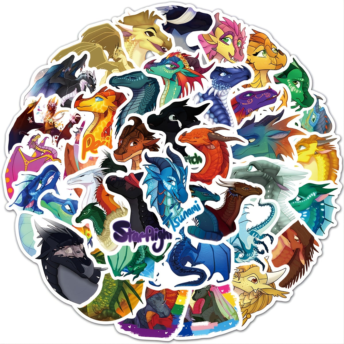 60pcs Winged Dragon Cartoon Waterproof Stickers Pack