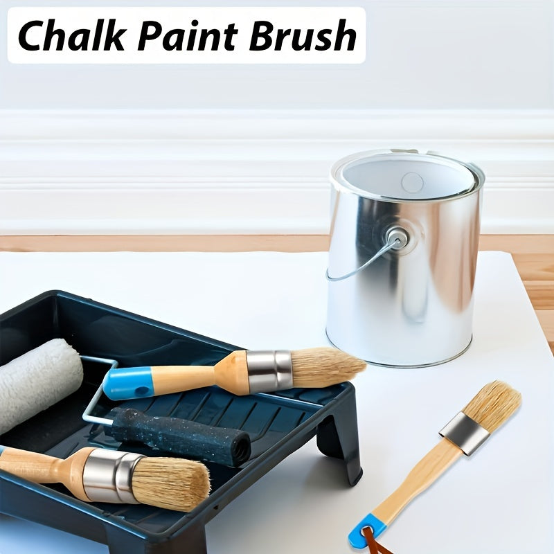 4pcs Chalk Wax Paint Brush Wooden Handle DIY Tool