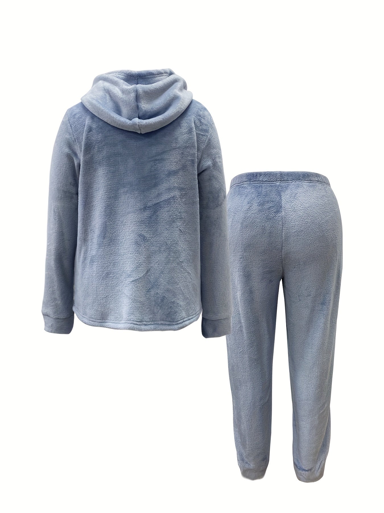 Letter Embroidery Fleece Hoodie & Pants Set