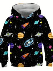 3D Printing Astronaut Sweatshirt Kids Long Sleeve Hoodie