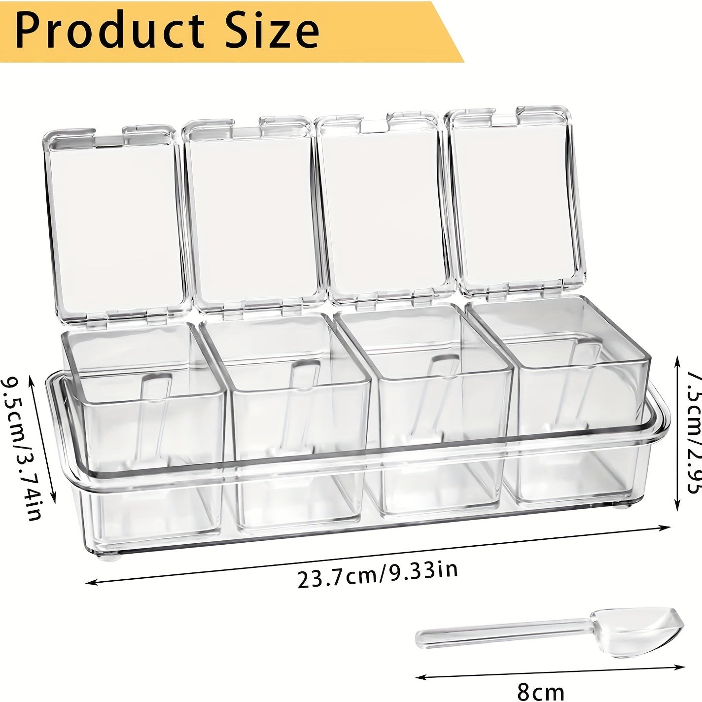 Clear Seasoning Rack Spice Box Container with Spoon