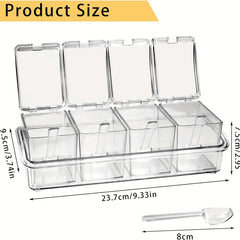 Clear Seasoning Rack Spice Box Container with Spoon