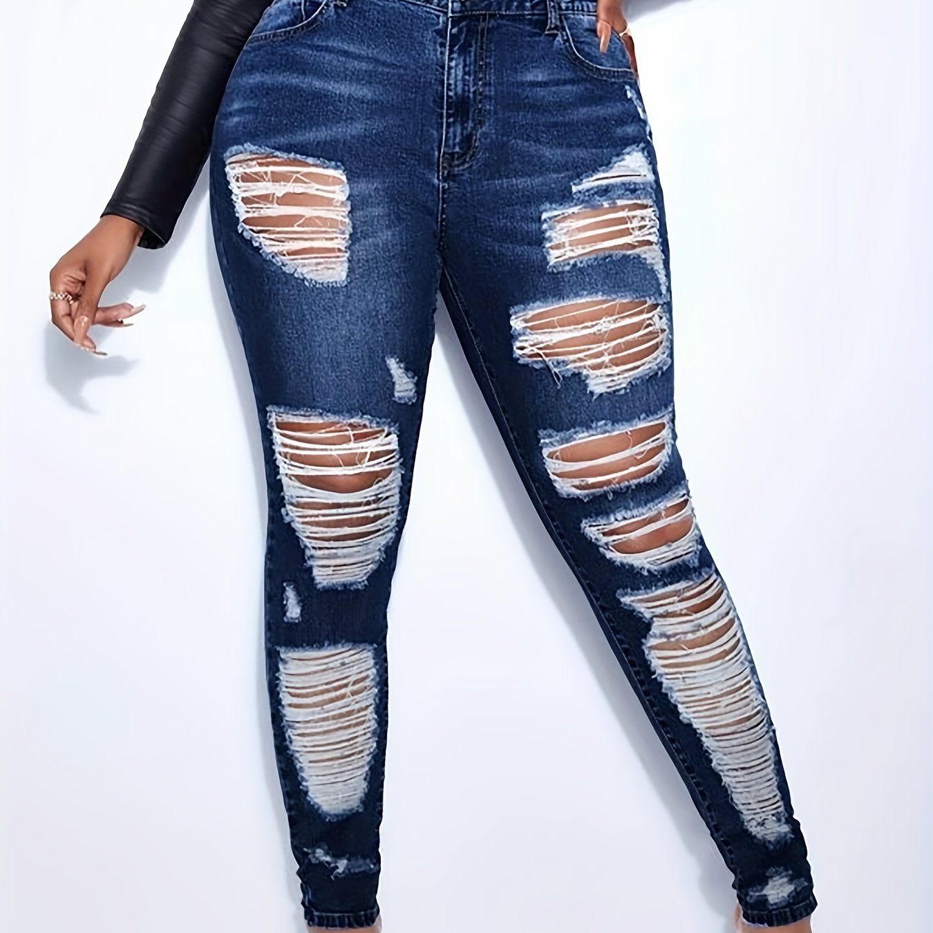 High Waisted Raw Trim Skinny Jeans