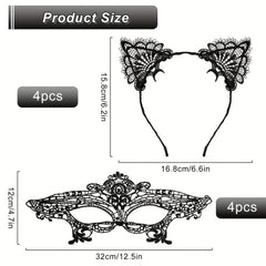 8pcs Cat Cosplay Costume Halloween Lace Cat Cosplay Set