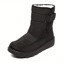 Women's Solid Platform Snow Boots Casual Plush Lined Hook & Loop Boots