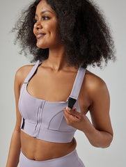Zip Front Colorblock Sports Bra Plus Size